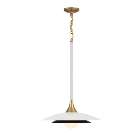 Eurofase Welsh 18" LED Pendant, Matte White with White Glass, front view