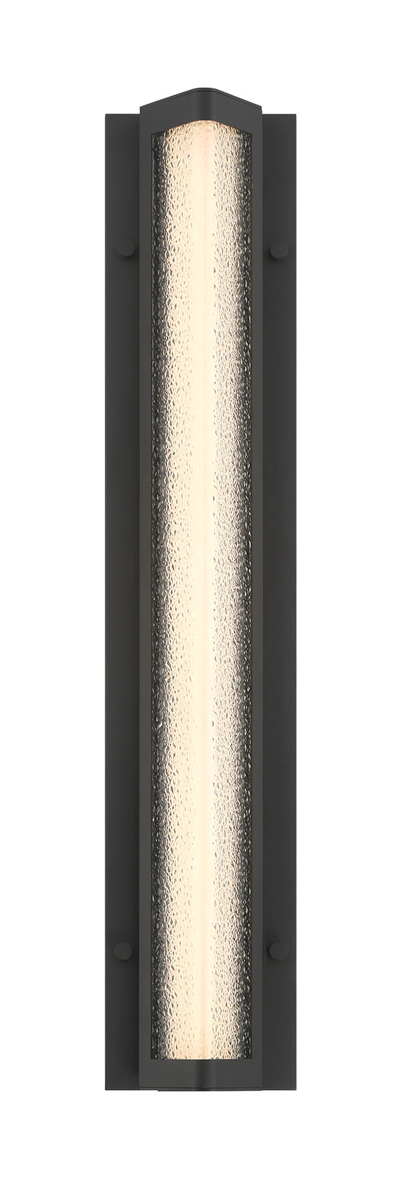 Eurofase Hy50 25" LED Outdoor Wall Light, Sand Black with Clear Textured Glass, front view