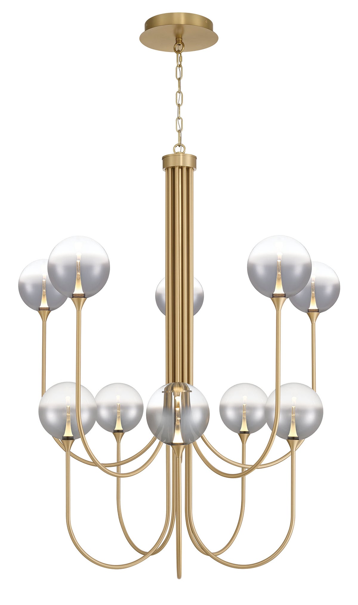 Eurofase Iissa 40" 10-Light LED Chandelier, Gold with Smoked Glass, front view