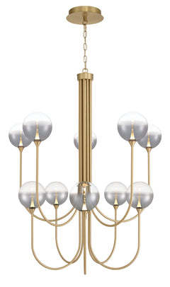 Eurofase Iissa 40" 10-Light LED Chandelier, Gold with Smoked Glass, front view