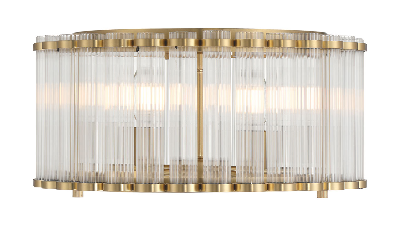 Eurofase Glasbury 18" 5-Light Flush Mount, Gold with Ribbed Glass, front view