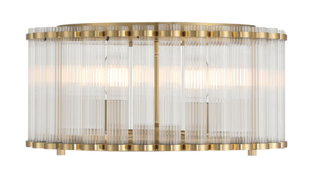 Eurofase Glasbury 18" 5-Light Flush Mount, Gold with Ribbed Glass, front view