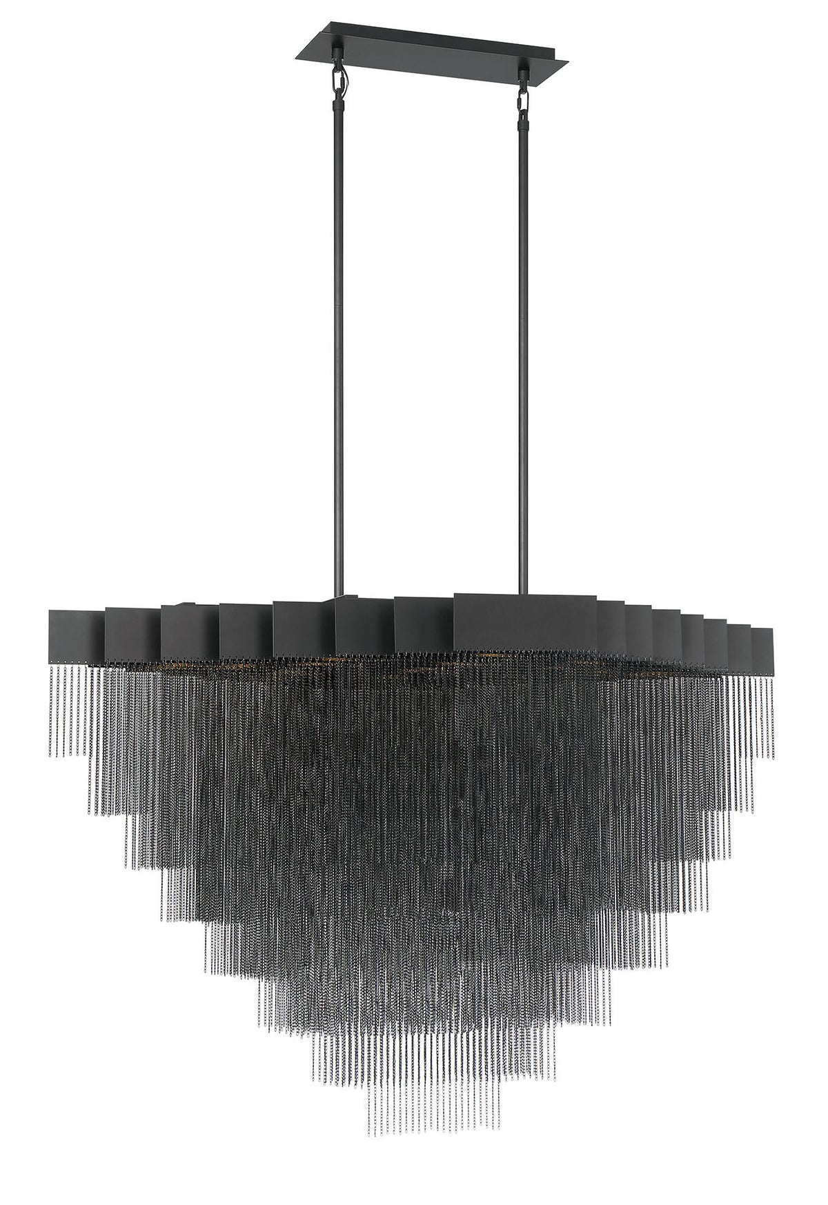 Eurofase Bloomfield 47" 22-Light LED Chandelier, Matte Black with Black Aluminum, front view