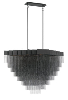 Eurofase Bloomfield 47" 22-Light LED Chandelier, Matte Black with Black Aluminum, front view