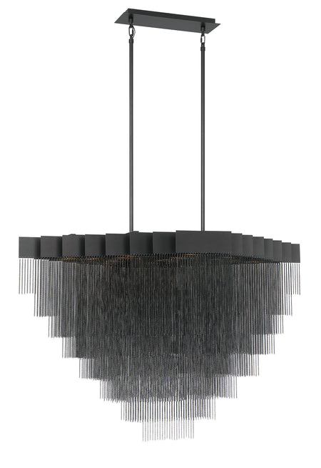 Eurofase Bloomfield 47" 22-Light LED Chandelier, Matte Black with Black Aluminum, front view