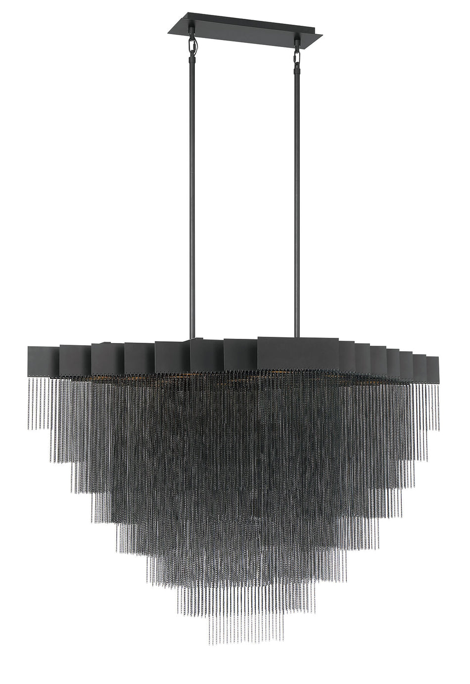 Eurofase Bloomfield 47" 22-Light LED Chandelier, Matte Black with Black Aluminum, front view