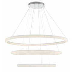 Eurofase Sassi 60" 3-Light LED Chandelier, Chrome, front view