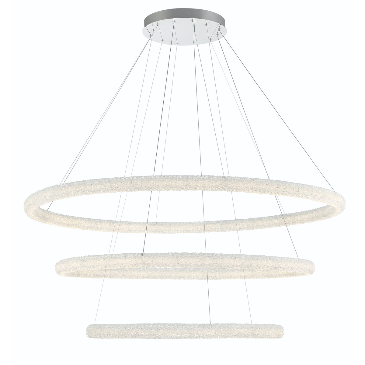 Eurofase Sassi 60" 3-Light LED Chandelier, Chrome, front view