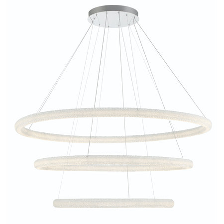 Eurofase Sassi 60" 3-Light LED Chandelier, Chrome, front view