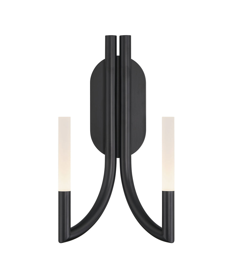 Eurofase Olette 17" 2-Light LED Wall Sconce, Matte Black with Frosted Acrylic, front view