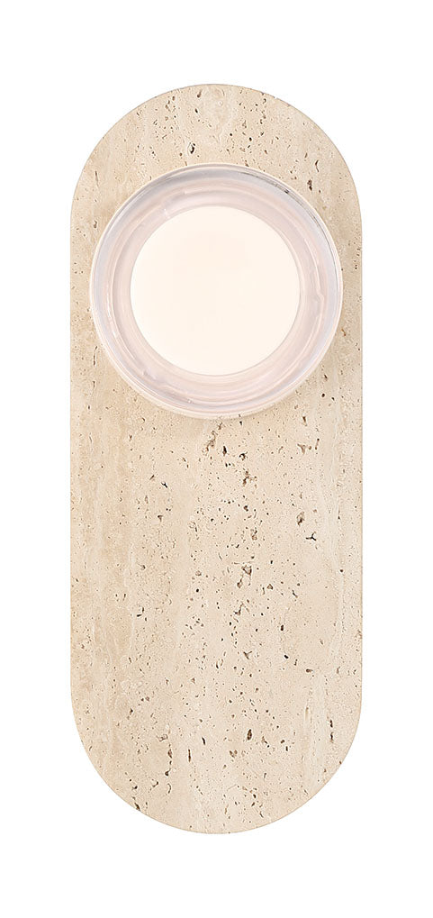 Eurofase Sternn 15" LED Outdoor Wall Light, Travertine with Clear Smooth Glass, front view