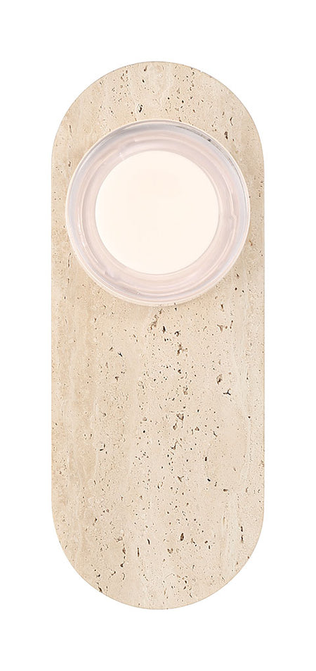 Eurofase Sternn 15" LED Outdoor Wall Light, Travertine with Clear Smooth Glass, front view