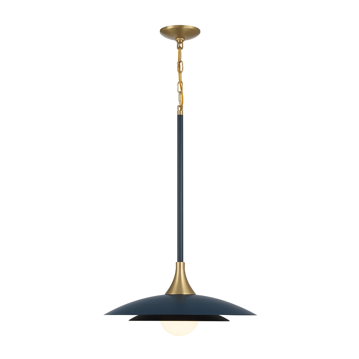 Eurofase Welsh 18" LED Pendant, Matte Blue with White Glass, front view