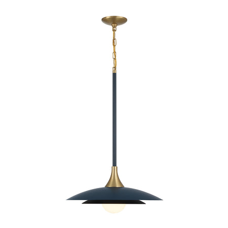 Eurofase Welsh 18" LED Pendant, Matte Blue with White Glass, front view