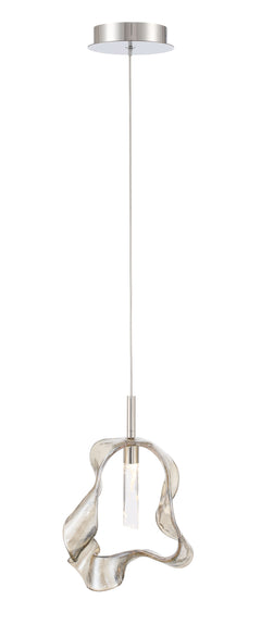 Eurofase Norah 13" Pendant, Polished Nickel with Amber Glass, front view