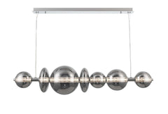 Eurofase Atomo 56" 7-Light Chandelier, Chrome with Smoked Glass, front view