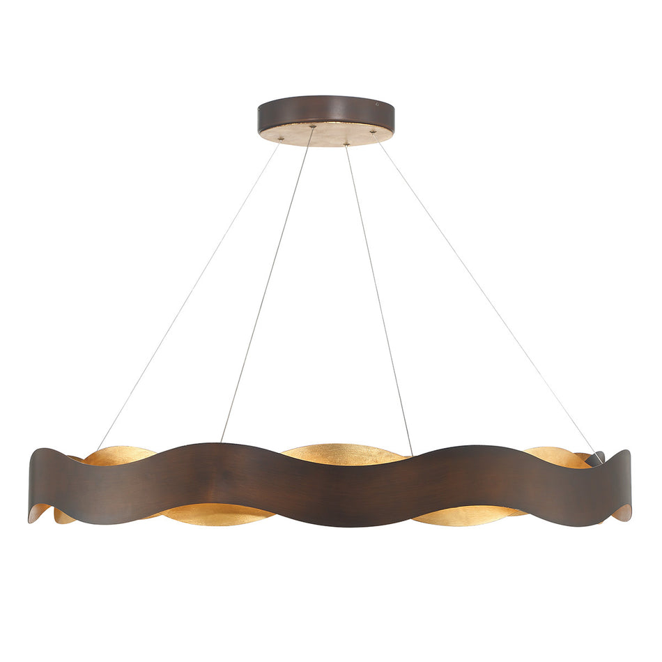 Eurofase Vaughan 46" LED Chandelier, Bronze-Gold Mix with Gold Steel, front view