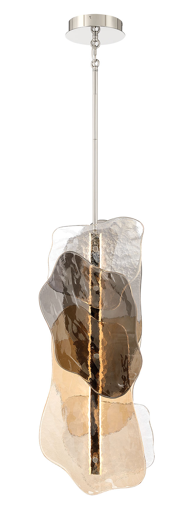 Eurofase Grotto 36" Pendant, Polished Nickel with Mixed Glass, front view