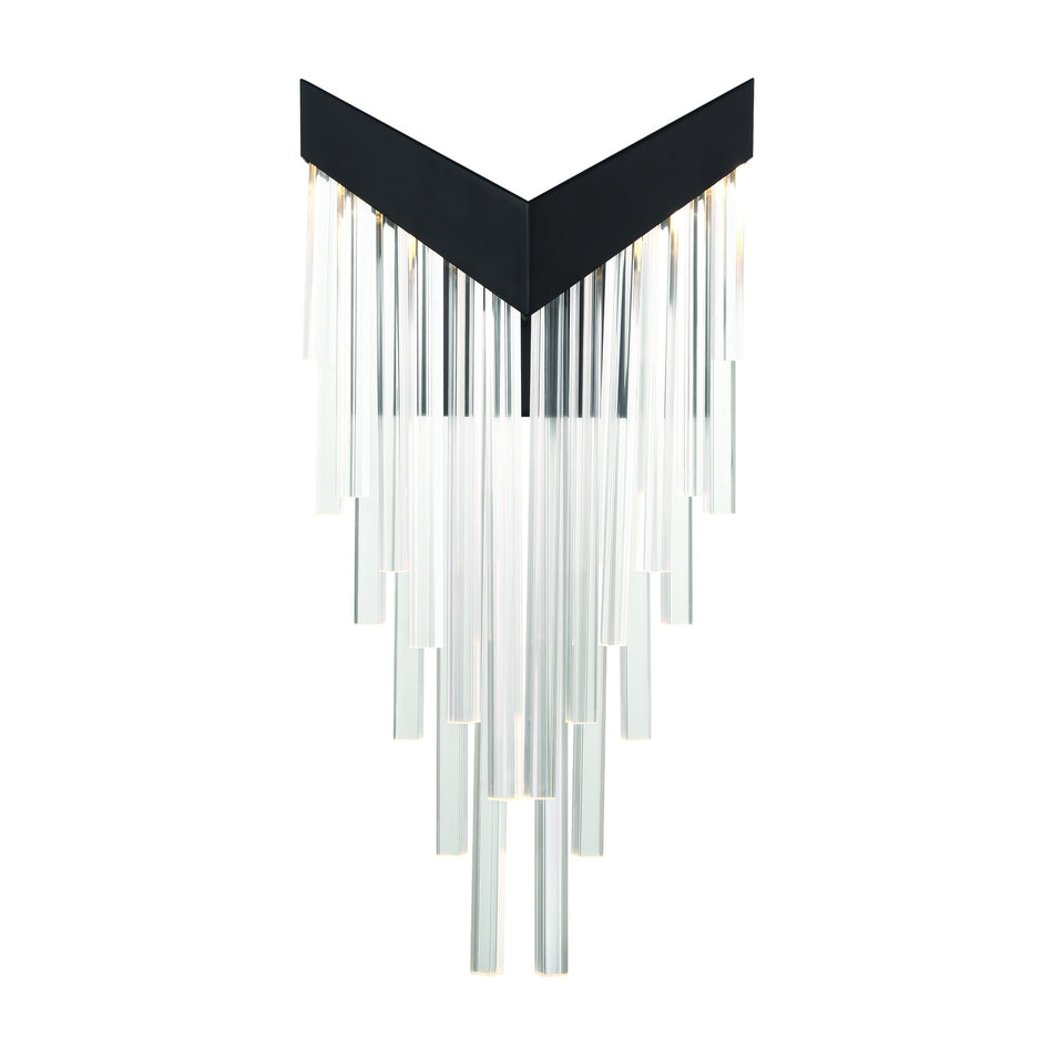 Eurofase Vivien 20" LED Wall Sconce, Matte Black with Crystalline Acrylic, front view