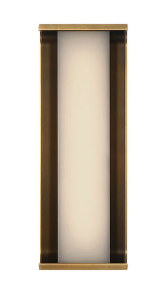 Eurofase Dulton 14" LED Wall Sconce, Antique Brass with Smoked Glass, front view