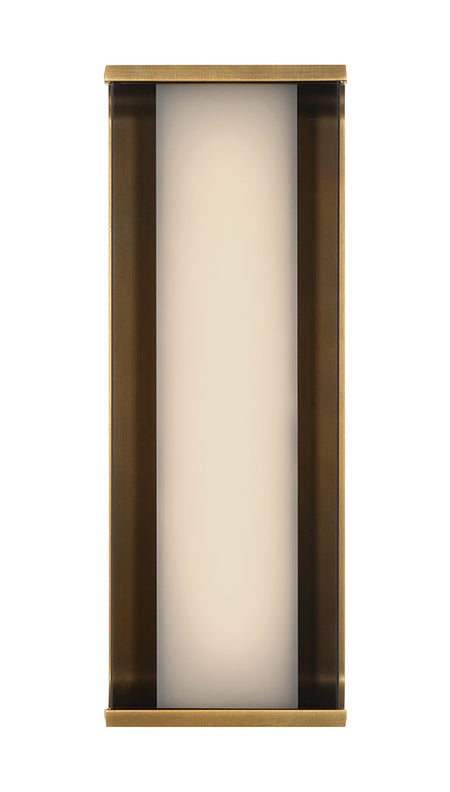 Eurofase Dulton 14" LED Wall Sconce, Antique Brass with Smoked Glass, front view
