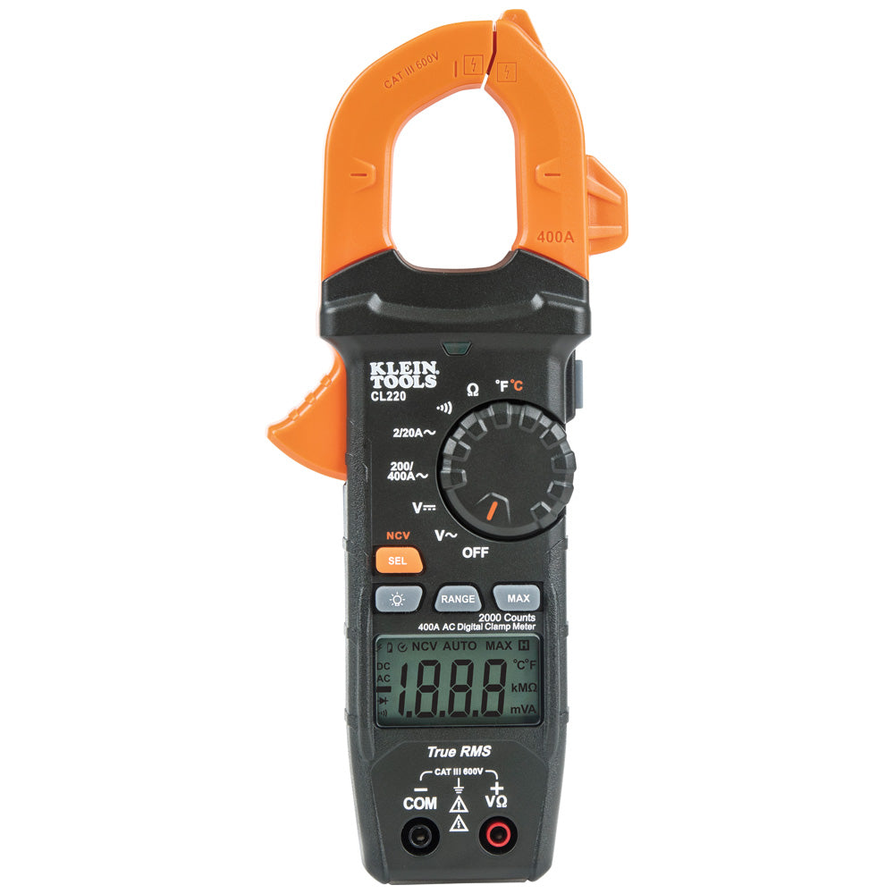 CL220 - Digital Clamp Meter, AC Auto-Ranging 400 Amp with Temp