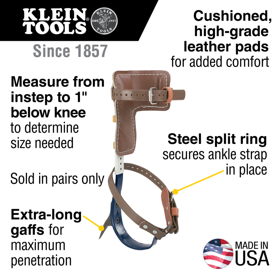 Klein Tools CN1907AR Tree Climber Set 2-3/4-Inch Gaffs, 15 to 19-Inch - additional view