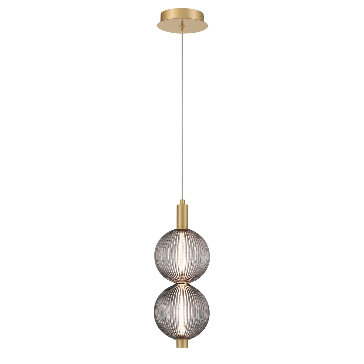Eurofase Palmas 16" 2-Light LED Pendant, Gold with Smoked Glass, front view