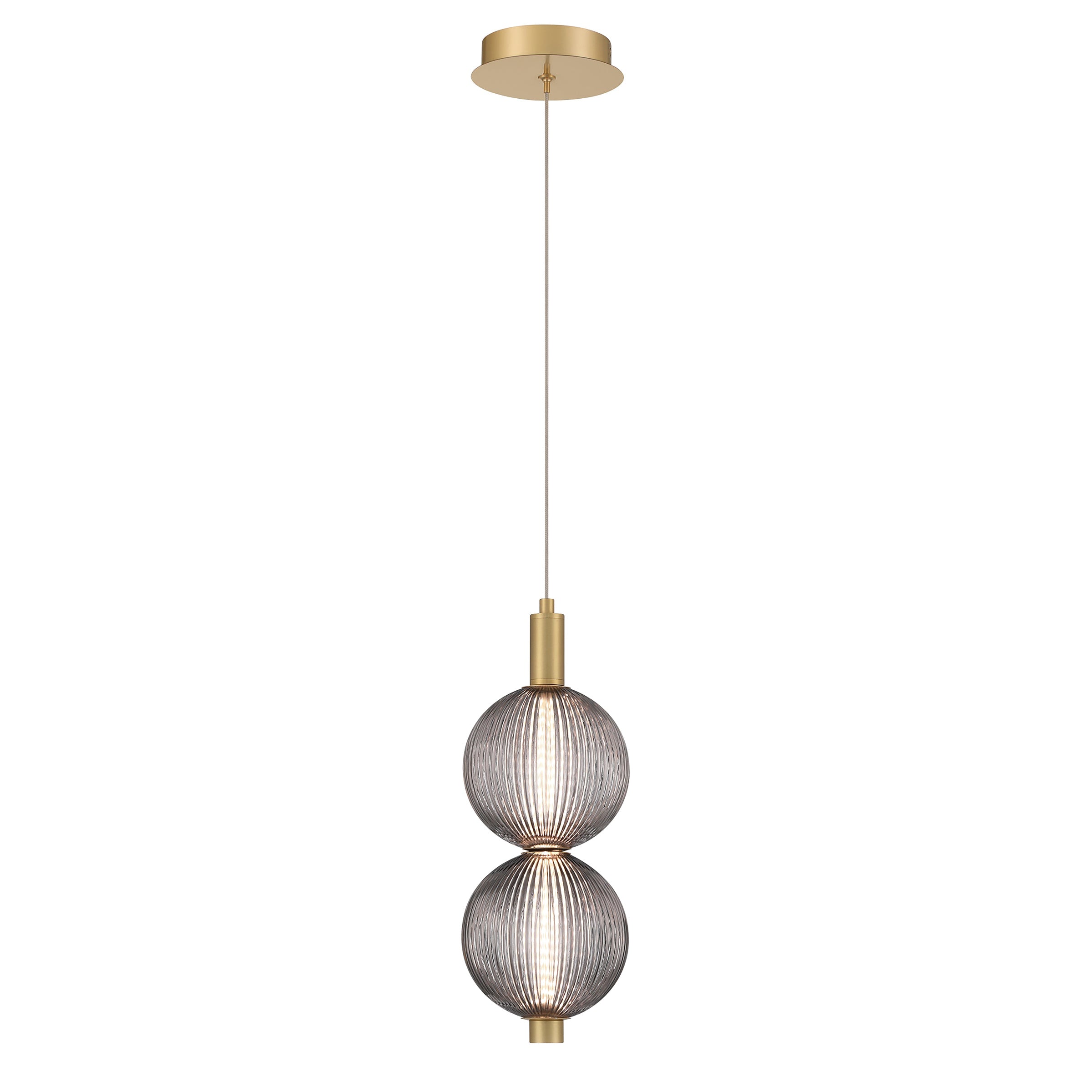 Eurofase Palmas 16" 2-Light LED Pendant, Gold with Smoked Glass, front view