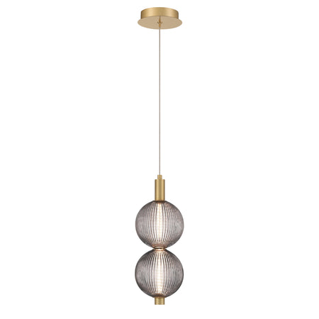 Eurofase Palmas 16" 2-Light LED Pendant, Gold with Smoked Glass, front view