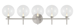 Eurofase Iissa 5-Light LED Vanity, Satin Nickel with Clear Glass, front view