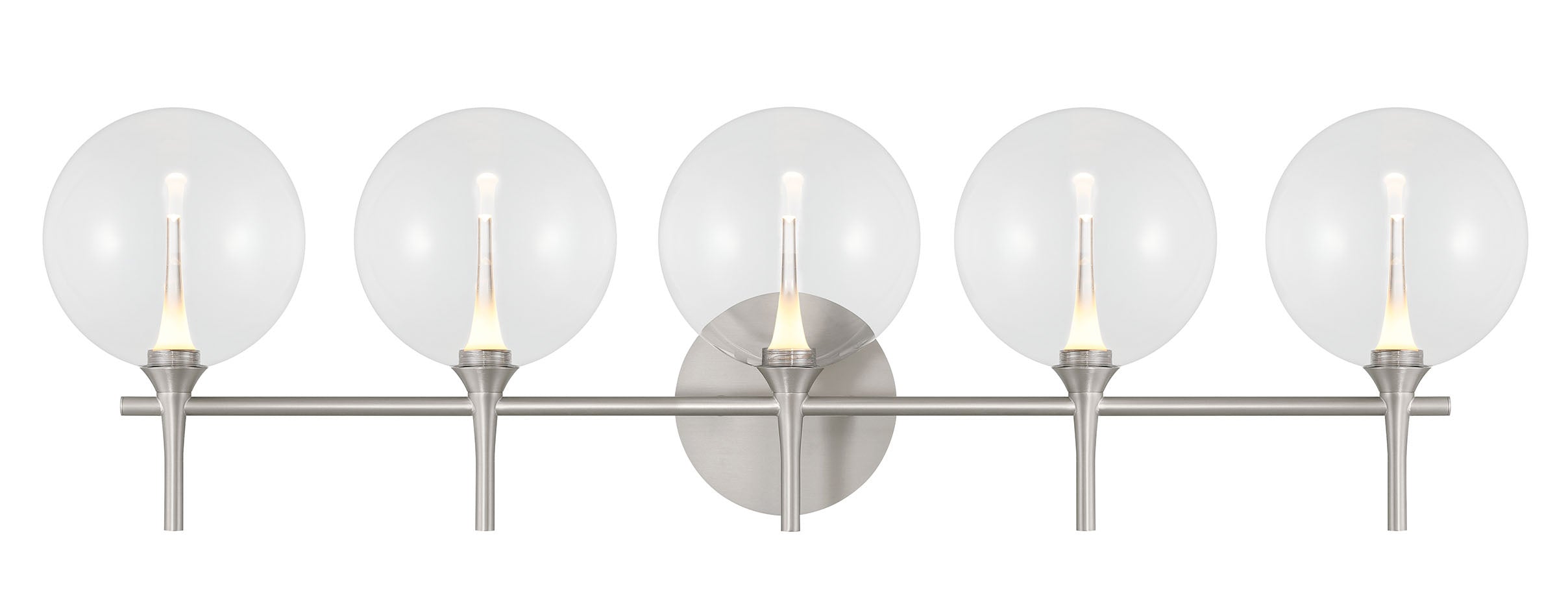 Eurofase Iissa 5-Light LED Vanity, Satin Nickel with Clear Glass, front view