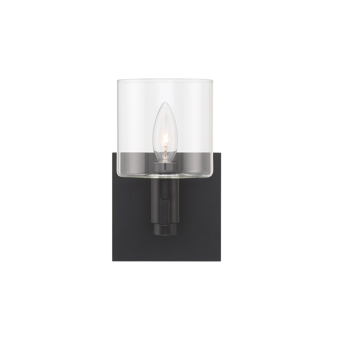 Eurofase Decato 9" Wall Sconce, Matte Black with Clear Glass, front view