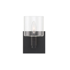 Eurofase Decato 9" Wall Sconce, Matte Black with Clear Glass, front view