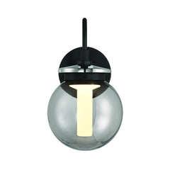 Eurofase Caswell 14" LED Outdoor Wall Light, Powder Coat Black with Smoked Glass, front view