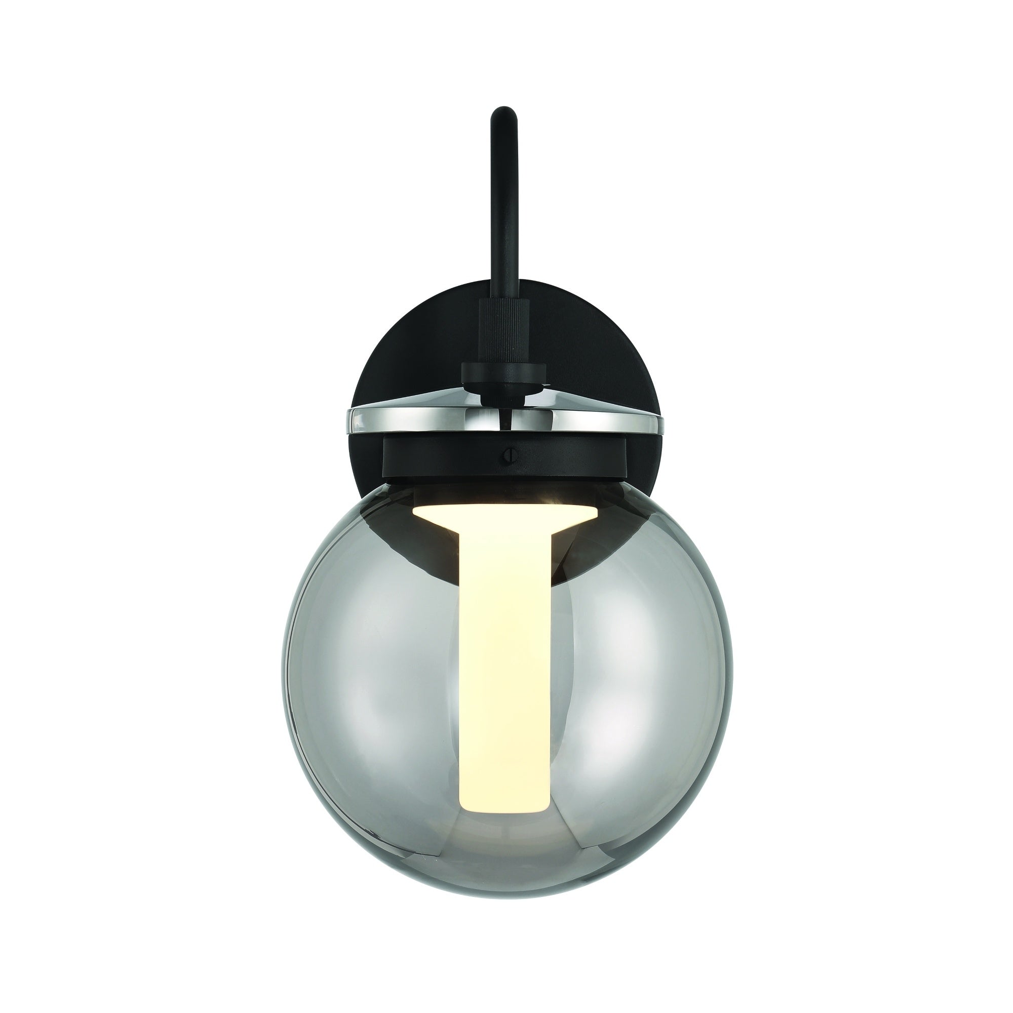 Eurofase Caswell 14" LED Outdoor Wall Light, Powder Coat Black with Smoked Glass, front view