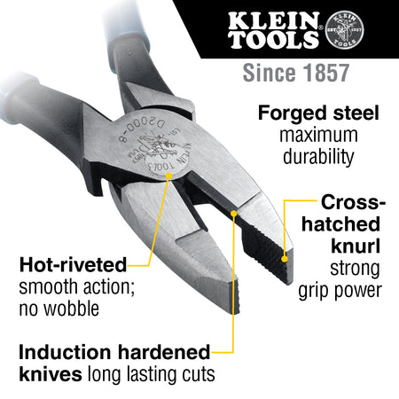 Pliers, Side Cutters, High-Leverage, 8-Inch