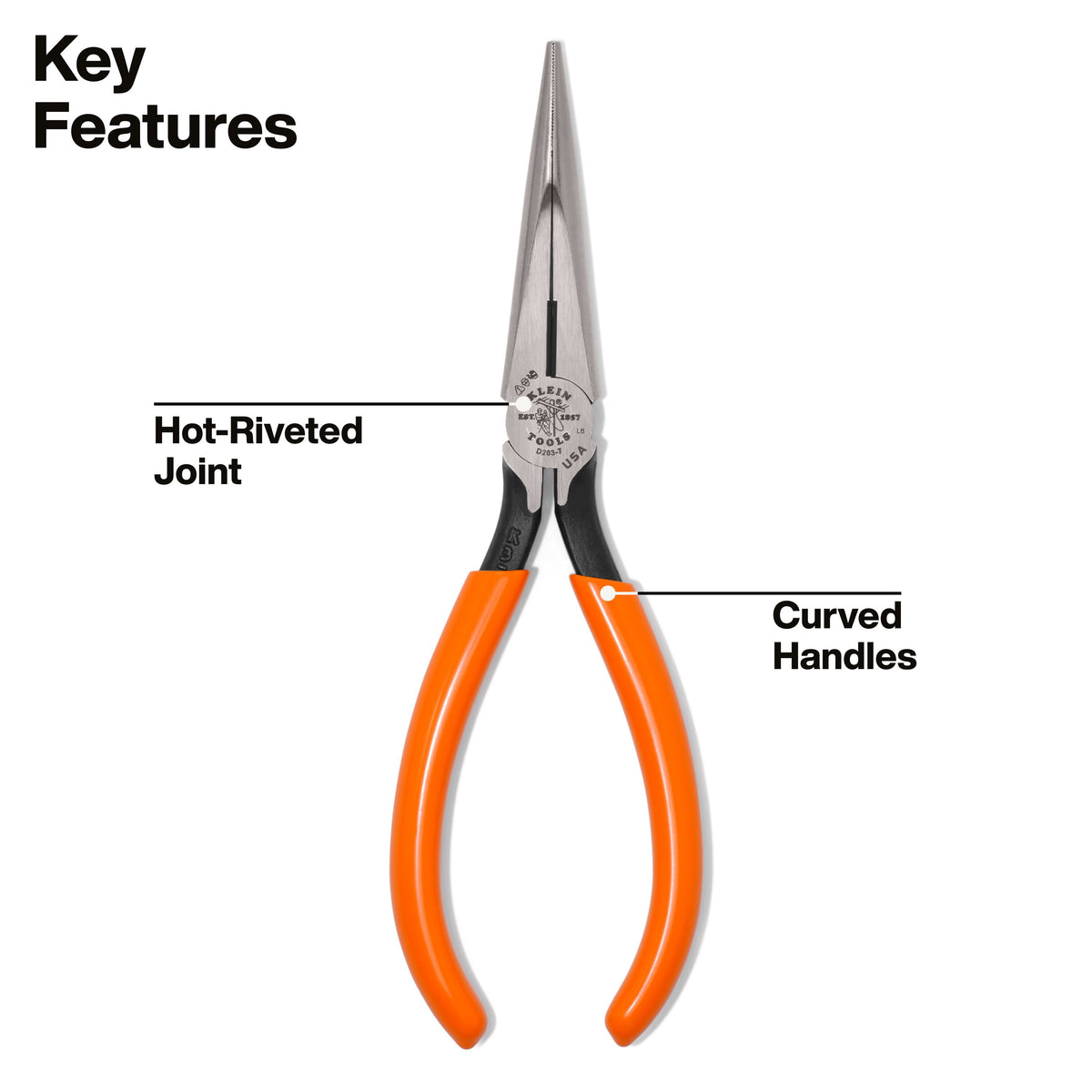 Klein Tools D203-7 Long Nose Pliers Side-Cutting, 7-Inch - additional view