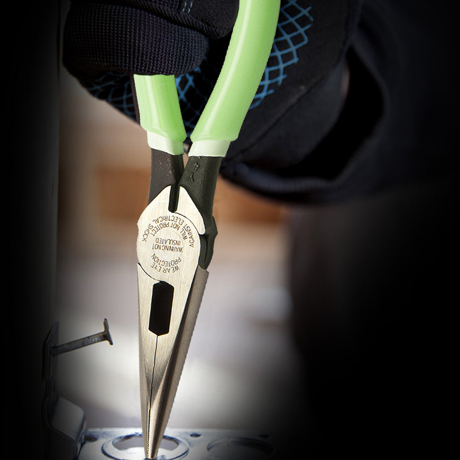 Long Nose Pliers, Side-Cutting, Hi-Viz, 8-Inch