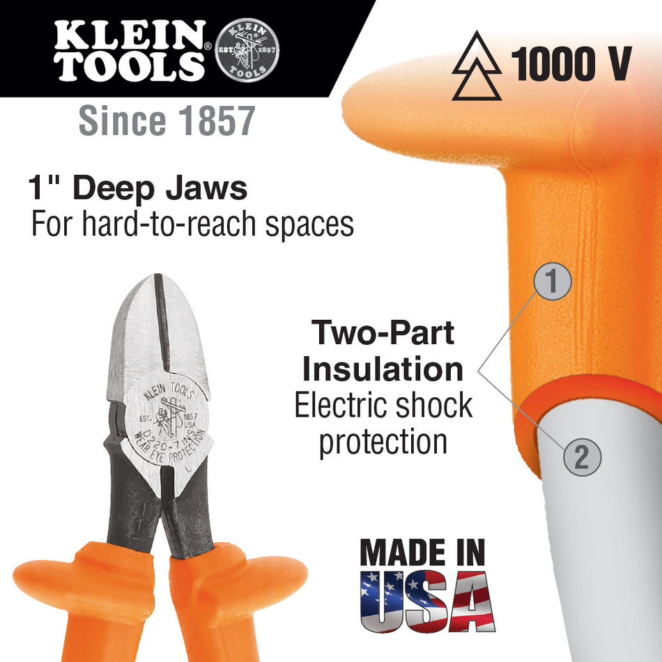 Insulated Pliers, Diagonal Cutters, 7-Inch