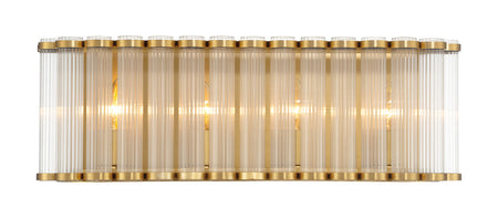 Eurofase Glasbury 24" 4-Light Vanity, Gold with Ribbed Glass, front view