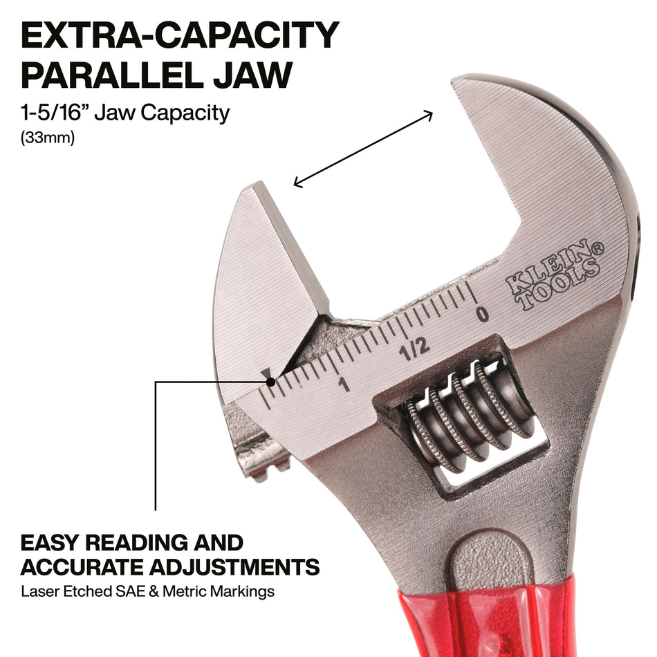Klein Tools D507-10 Adjustable Wrench Extra Capacity, 10-Inch - additional view