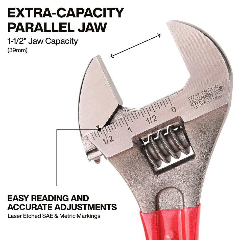 Klein Tools D507-12 Adjustable Wrench Extra Capacity, 12-Inch - additional view