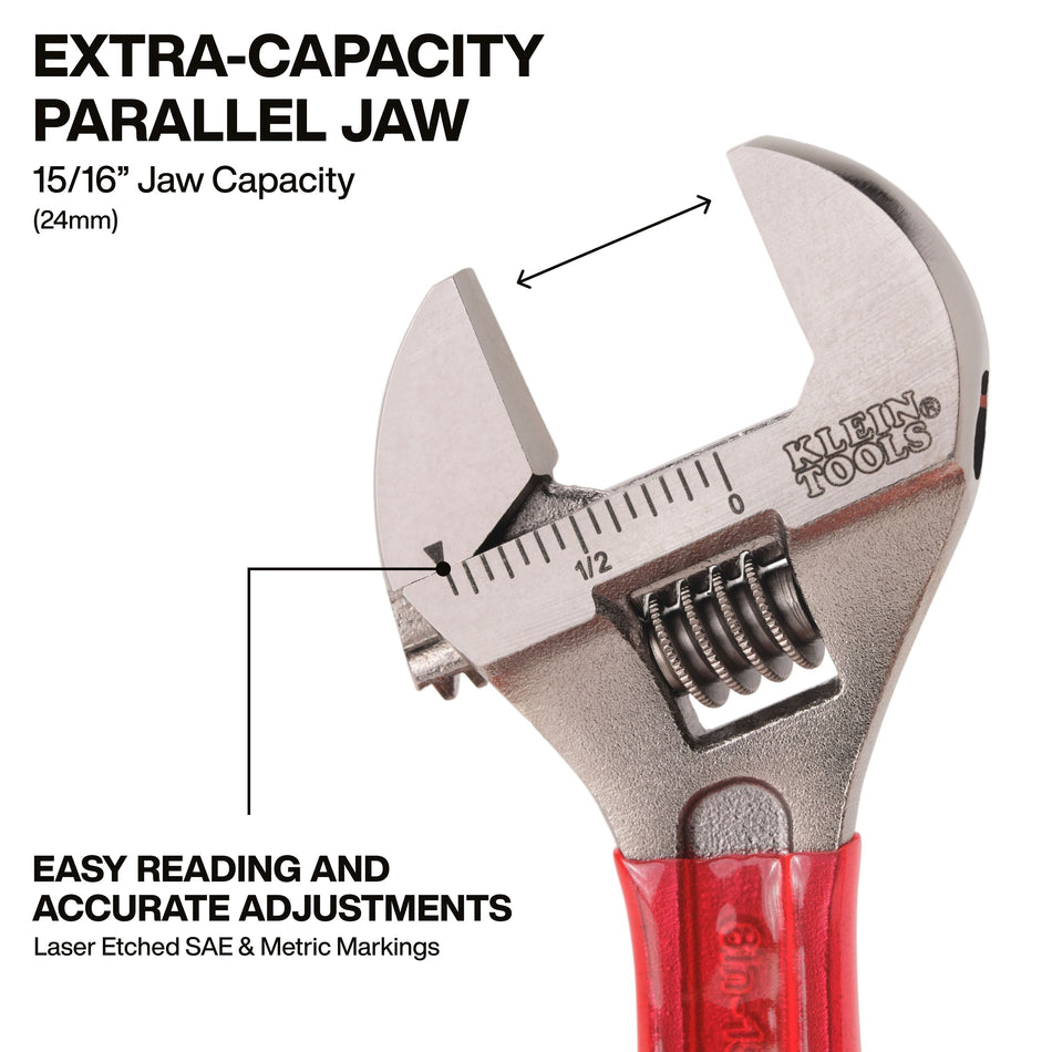 Klein Tools D507-6 Adjustable Wrench Extra Capacity, 6-1/2-Inch - additional view