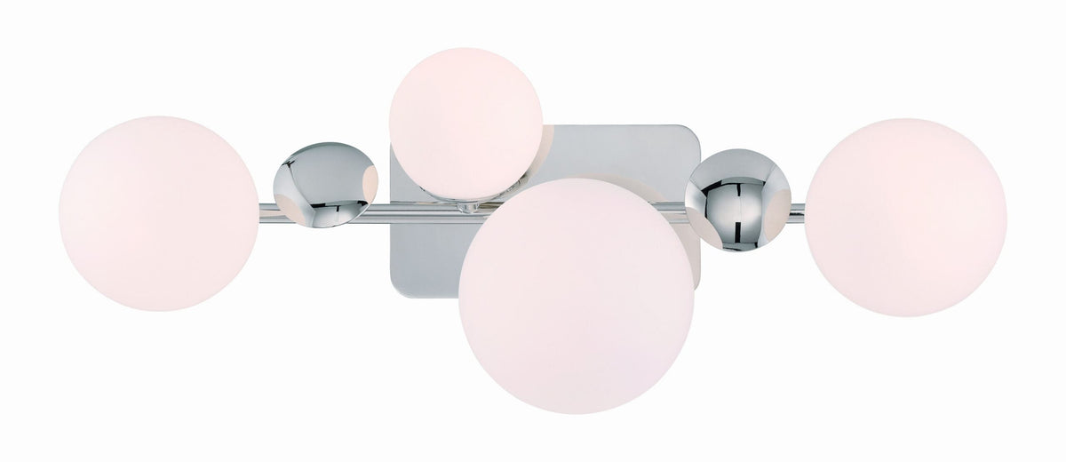 Eurofase Vine 4-Light LED Vanity, Polished Nickel with Opal Glass, front view