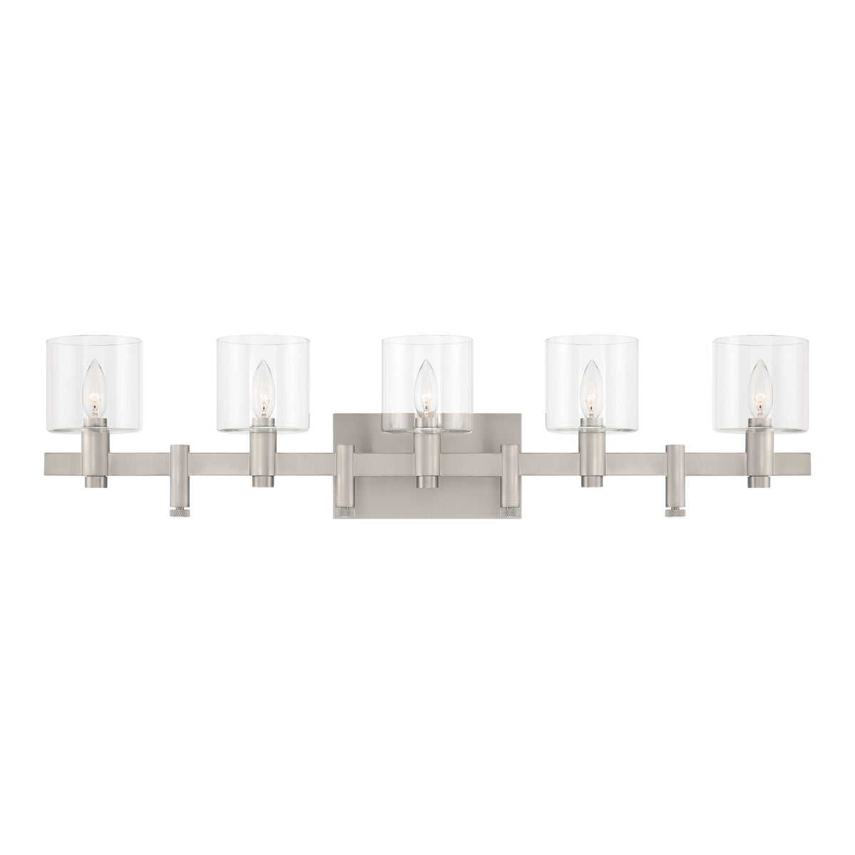 Eurofase Decato 38" 5-Light Vanity, Satin Nickel with Clear Glass, front view
