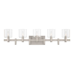 Eurofase Decato 38" 5-Light Vanity, Satin Nickel with Clear Glass, front view