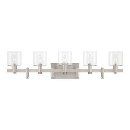 Eurofase Decato 38" 5-Light Vanity, Satin Nickel with Clear Glass, front view