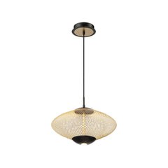 Eurofase Park 14" 2-Light LED Pendant, Matte Black with Gold Steel, front view