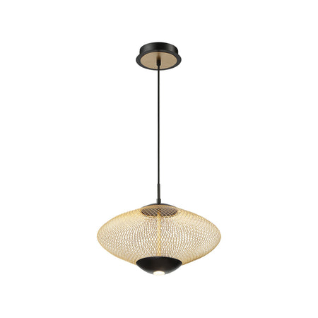 Eurofase Park 14" 2-Light LED Pendant, Matte Black with Gold Steel, front view